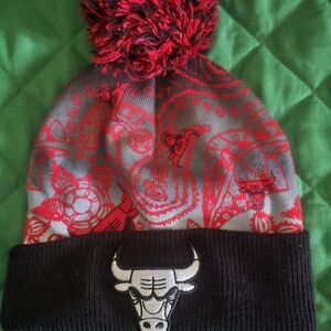 Mitchell & Ness Red and Black Kids Beanie